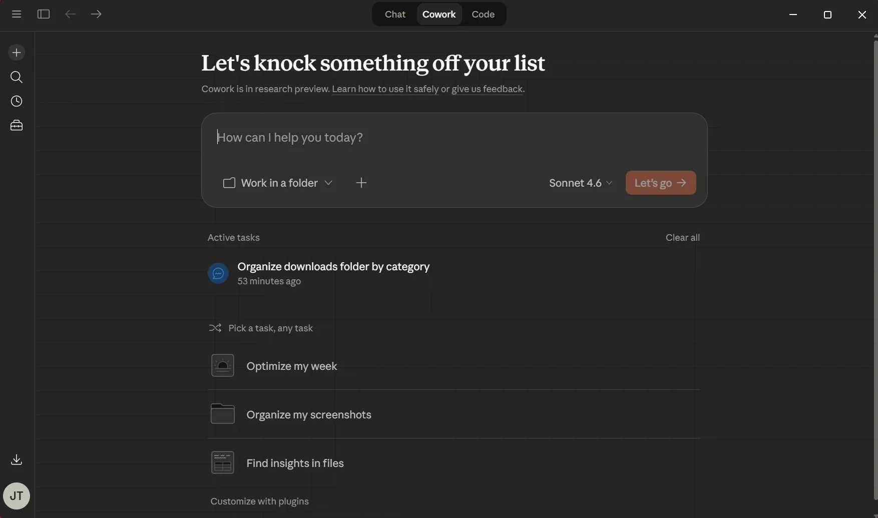 The Claude Cowork interface in action
