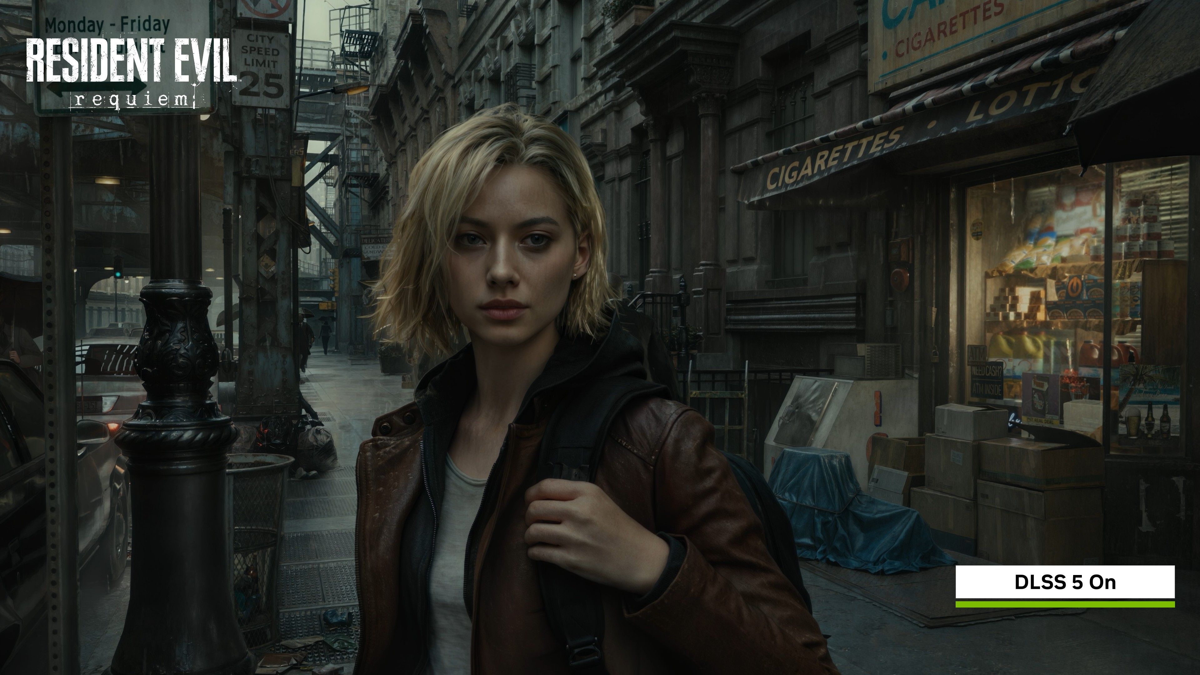 Resident Evil Requiem with DLSS 5 showing enhanced character and environmental detail